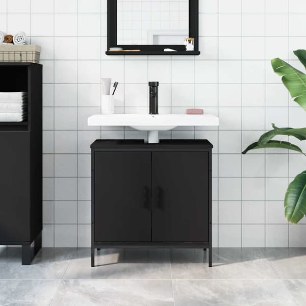 vidaXL underskab til håndvask 60x30x60 cm konstrueret træ sort