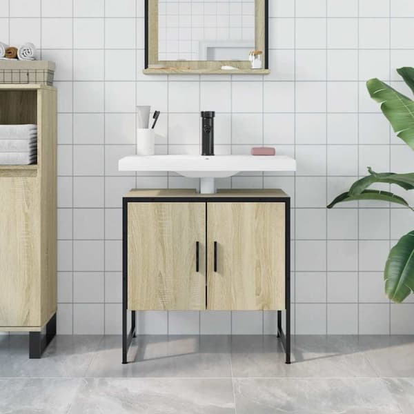 vidaXL underskab til håndvask 60x33x60 cm konstrueret træ sonoma-eg