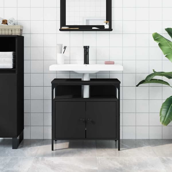 vidaXL underskab til håndvask 60x30x60 cm konstrueret træ sort