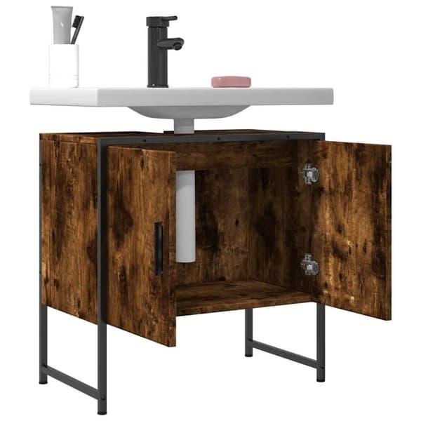 vidaXL underskab til håndvask 60x33x60 cm konstrueret træ røget eg