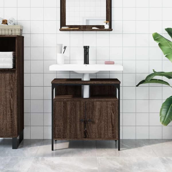 vidaXL underskab til håndvask 60x30x60 cm konstrueret træ brunt eg