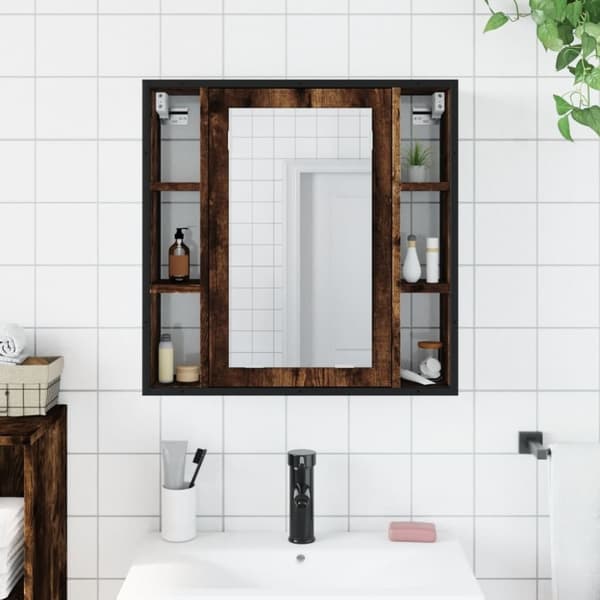 vidaXL Spegelskåp för badrum rökfärga ek 60x16x60 cm konstruerat trä