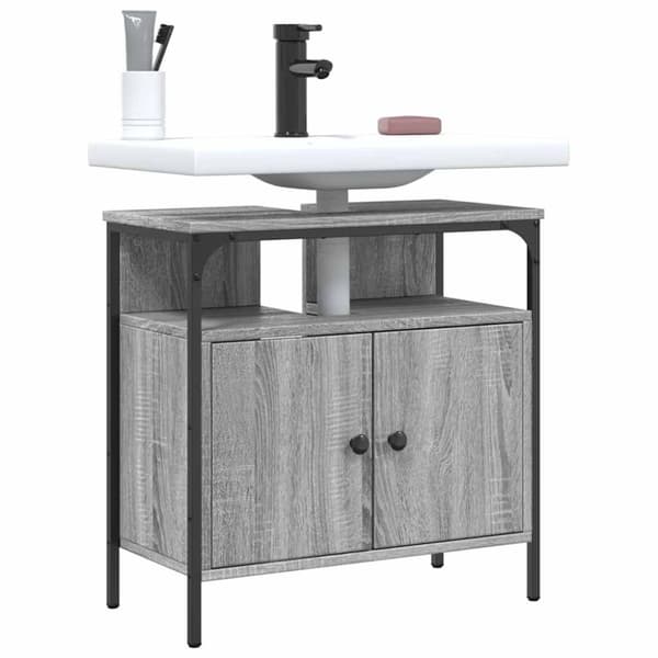 vidaXL Tvättställsskåp grå sonoma 60x30x60 cm konstruerat trä