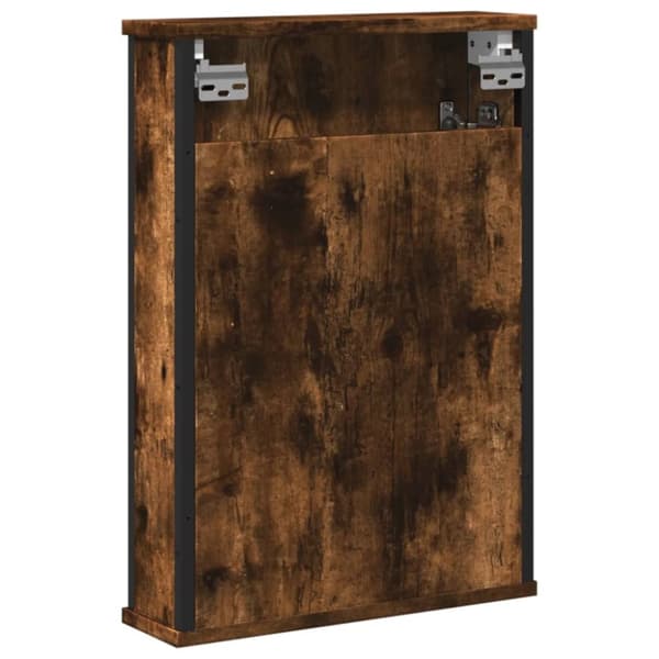 vidaXL badeværelsesskab med spejl 42x12x60 cm konstrueret træ røget eg
