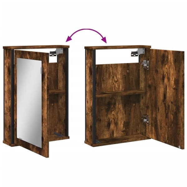 vidaXL Spegelskåp för badrum rökig ek 42x12x60 cm konstruerat trä