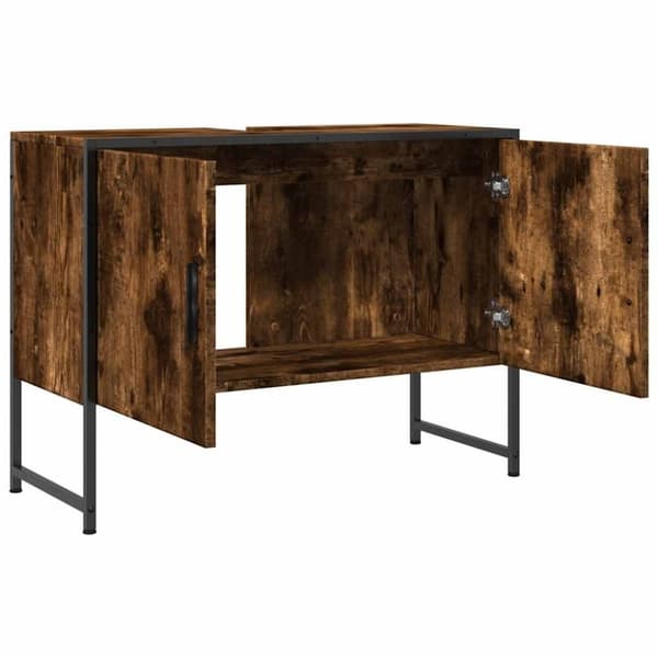 vidaXL underskab til håndvask 80x33x60 cm konstrueret træ røget eg
