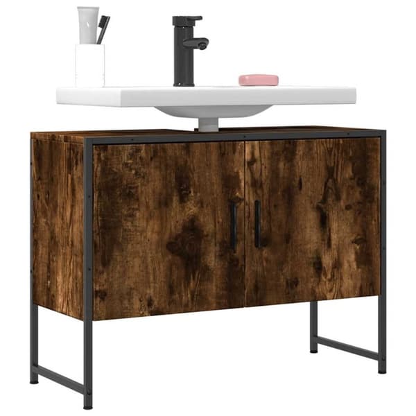 vidaXL underskab til håndvask 80x33x60 cm konstrueret træ røget eg