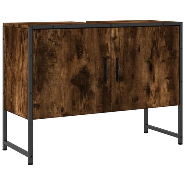vidaXL underskab til håndvask 80x33x60 cm konstrueret træ røget eg