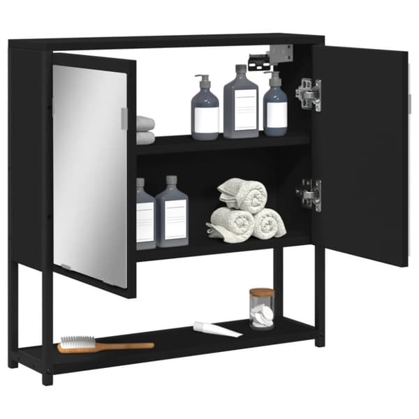 vidaXL Spegelskåp för badrum svart 60x16x60 cm konstruerat trä
