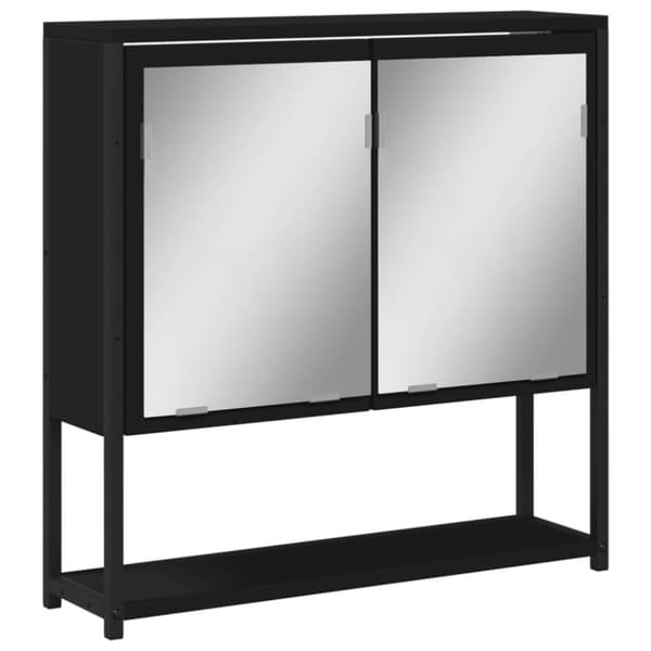 vidaXL Spegelskåp för badrum svart 60x16x60 cm konstruerat trä