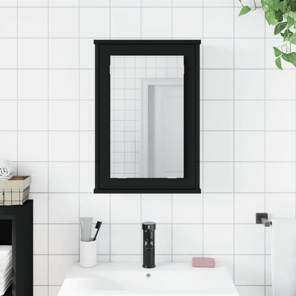 vidaXL badeværelsesskab med spejl 42x12x60 cm konstrueret træ sort