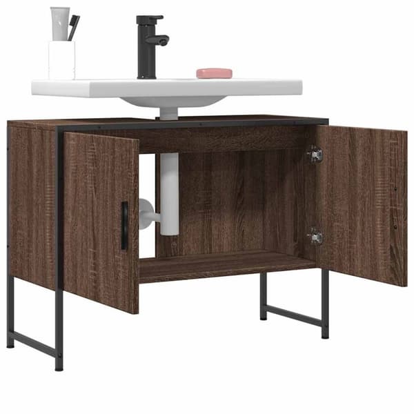 vidaXL Tvättställsskåp brun ek 80x33x60 cm konstruerat trä