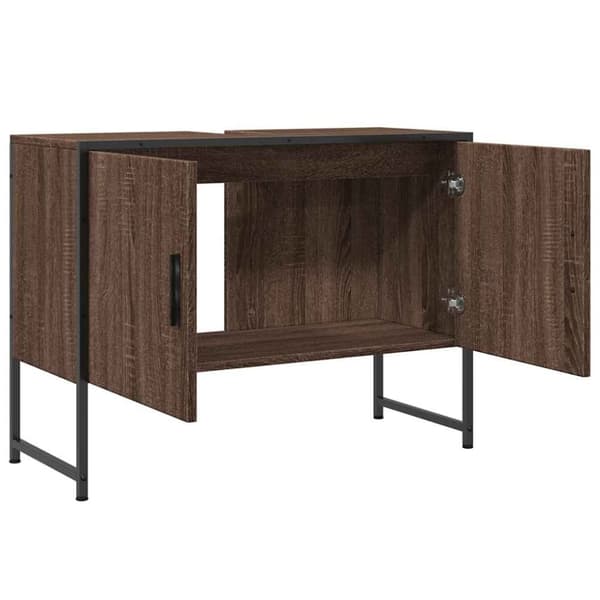 vidaXL Tvättställsskåp brun ek 80x33x60 cm konstruerat trä