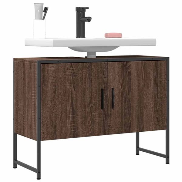 vidaXL Tvättställsskåp brun ek 80x33x60 cm konstruerat trä
