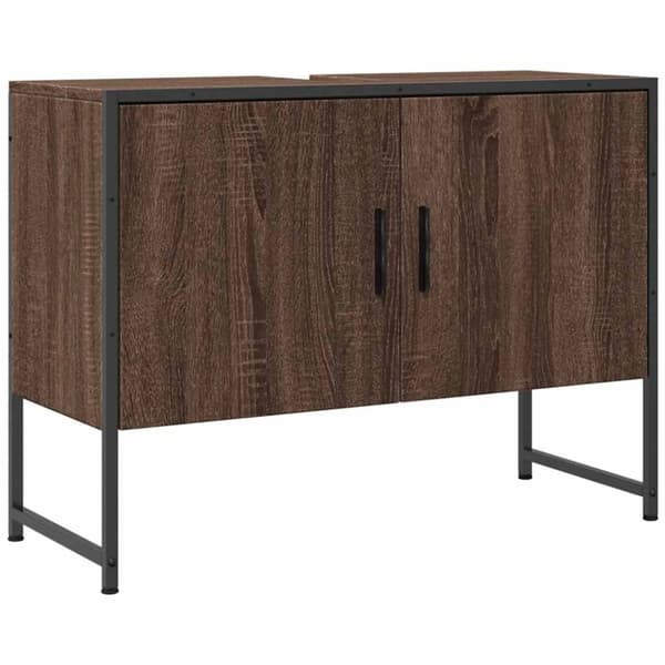 vidaXL Tvättställsskåp brun ek 80x33x60 cm konstruerat trä