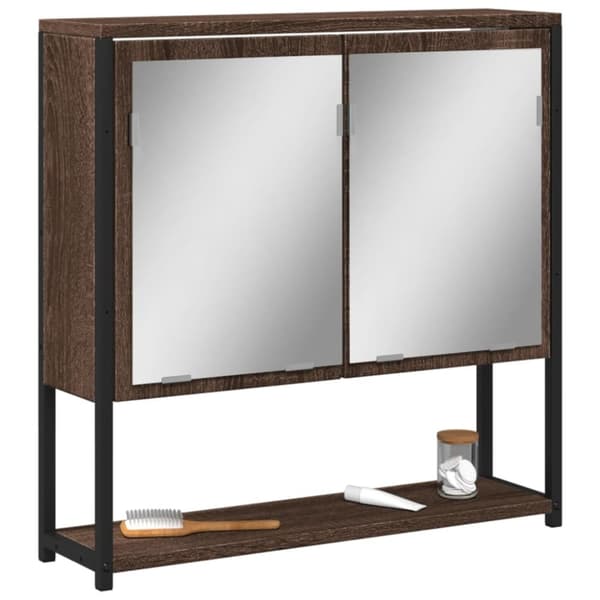 vidaXL Spegelskåp för badrum Brun ek 60x16x60 cm konstruerat trä