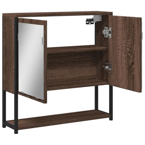 vidaXL badeværelsesskab + spejl 60x16x60 cm konstrueret træ brunt eg