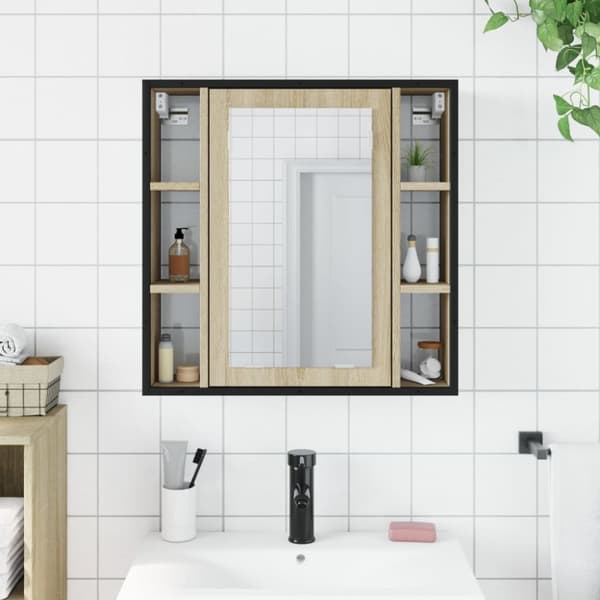 vidaXL Spegelskåp för badrum sonoma-ek 60x16x60 cm konstruerat trä