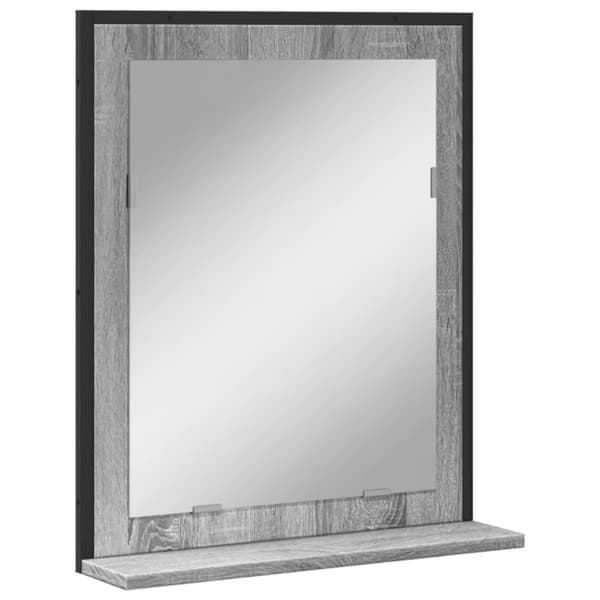 vidaXL spejl med hylde 50x12x60 cm konstrueret træ grå sonoma-eg
