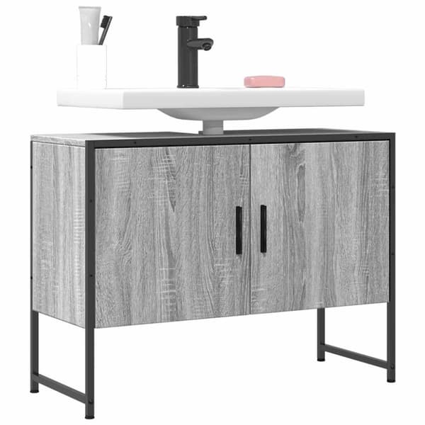 vidaXL underskab til håndvask 80x33x60 cm konstrueret træ grå sonoma