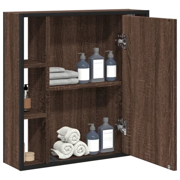 vidaXL badeværelsesskab + spejl 60x16x60 cm konstrueret træ brunt eg