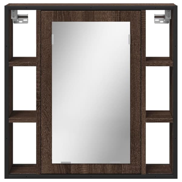 vidaXL badeværelsesskab + spejl 60x16x60 cm konstrueret træ brunt eg
