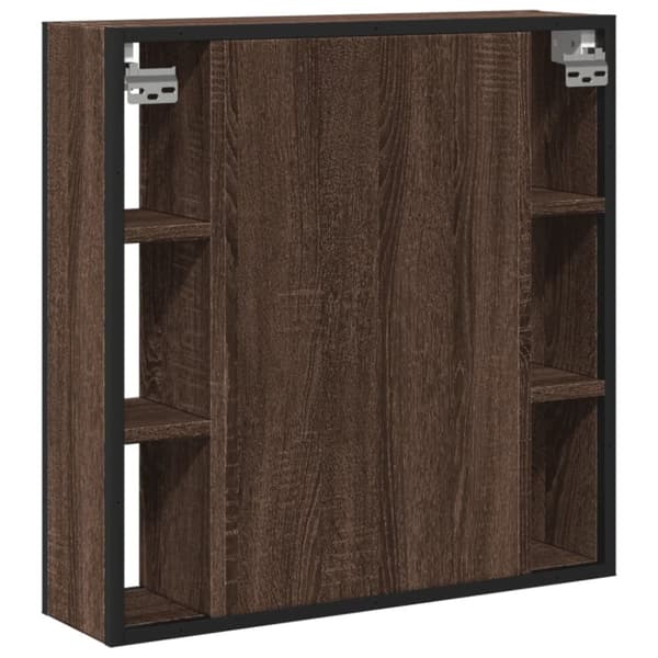 vidaXL badeværelsesskab + spejl 60x16x60 cm konstrueret træ brunt eg