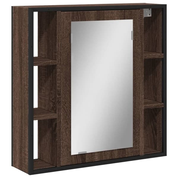 vidaXL badeværelsesskab + spejl 60x16x60 cm konstrueret træ brunt eg