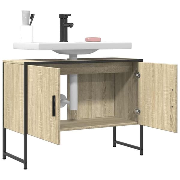 vidaXL Tvättställsskåp sonoma-ek 80x33x60 cm konstruerat trä