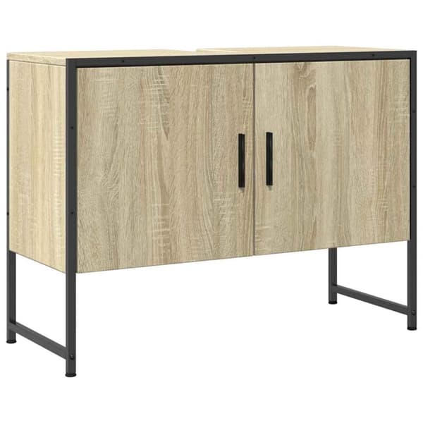 vidaXL Tvättställsskåp sonoma-ek 80x33x60 cm konstruerat trä