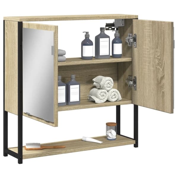 vidaXL Spegelskåp för badrum sonoma-ek 60x16x60 cm konstruerat trä