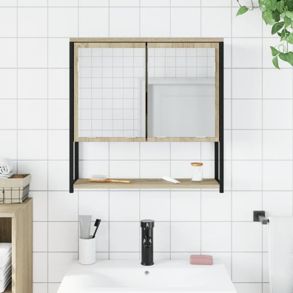 vidaXL Spegelskåp för badrum sonoma-ek 60x16x60 cm konstruerat trä