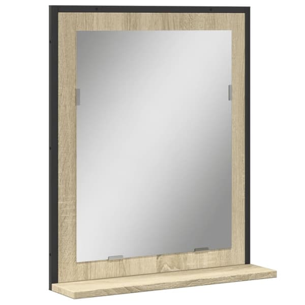 vidaXL badeværelsesspejl + hylde 50x12x60 cm konstrueret træ sonoma-eg