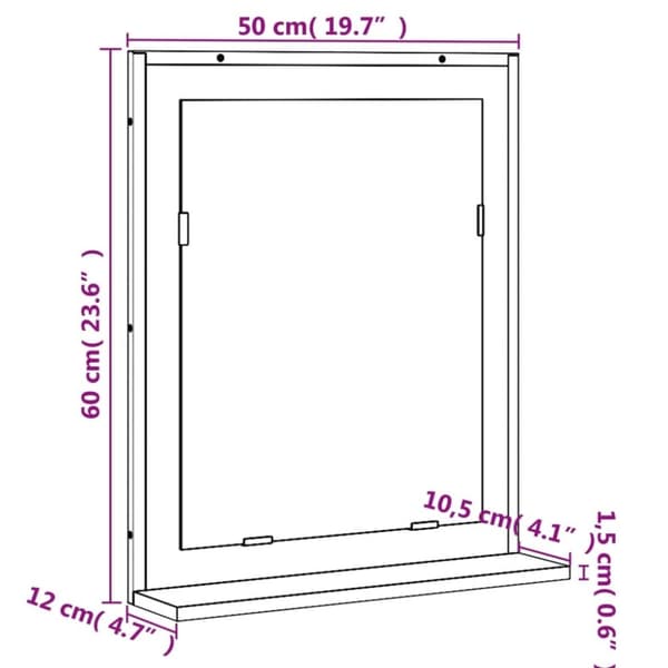 vidaXL Baderomsspeil med hylle brun 50x12x60 cm konstruert tre