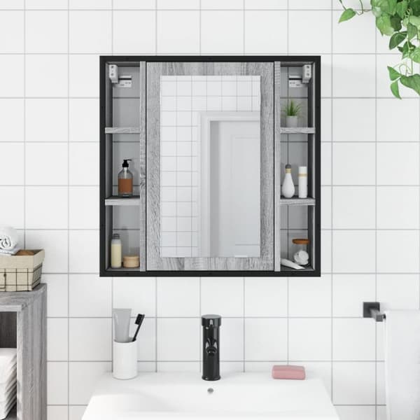vidaXL Spegelskåp för badrum Grå Sonoma 60x16x60 cm konstruerat trä