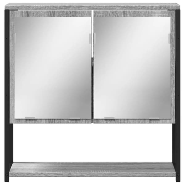 vidaXL skab med spejl 60x16x60 cm konstrueret træ grå sonoma-eg