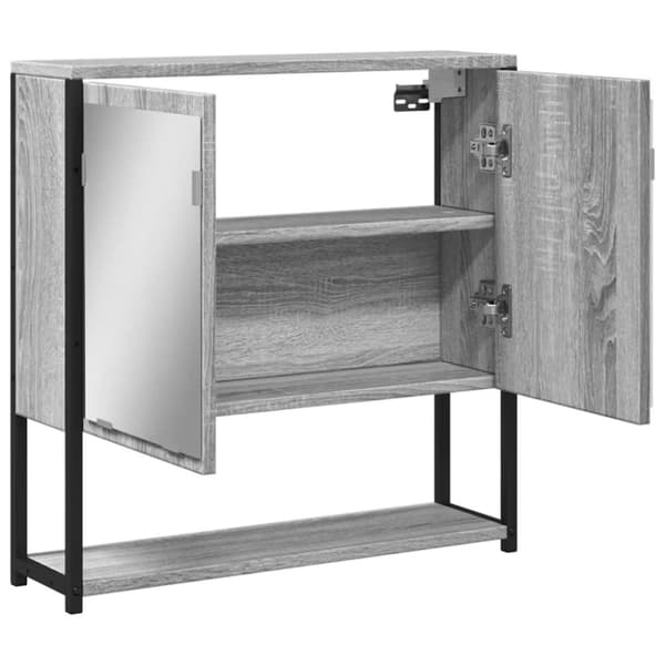vidaXL skab med spejl 60x16x60 cm konstrueret træ grå sonoma-eg