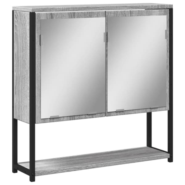 vidaXL skab med spejl 60x16x60 cm konstrueret træ grå sonoma-eg