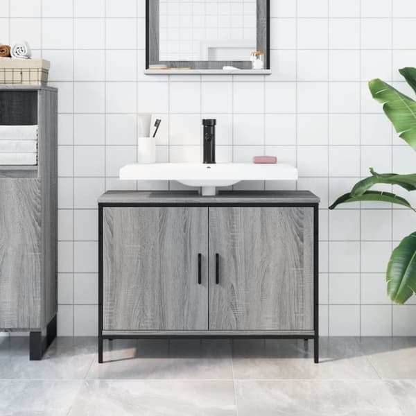 vidaXL underskab til vask 80x30x60 cm konstrueret træ grå sonoma-eg -  Små pynteborde