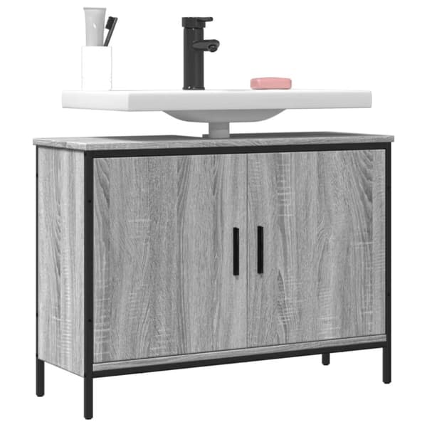 vidaXL underskab til vask 80x30x60 cm konstrueret træ grå sonoma-eg -  Små pynteborde