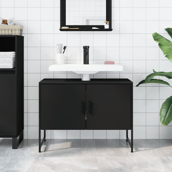 vidaXL Tvättställsskåp svart 80x33x60 cm konstruerat trä -  Toalettbord & underskåp