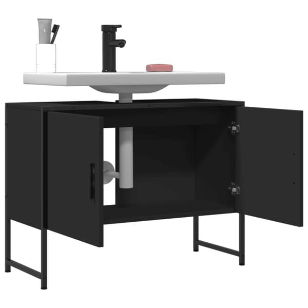 vidaXL Tvättställsskåp svart 80x33x60 cm konstruerat trä - Toalettbord & underskåp