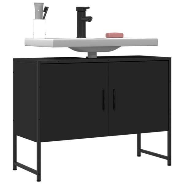 vidaXL Tvättställsskåp svart 80x33x60 cm konstruerat trä - Toalettbord & underskåp