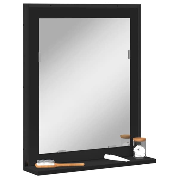 vidaXL badeværelsesspejl med hylde 50x12x60 cm konstrueret træ sort - Små pynteborde