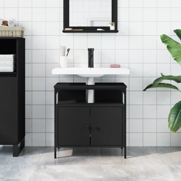 vidaXL Tvättställsskåp svart 60x30x60 cm konstruerat trä -  Toalettbord & underskåp