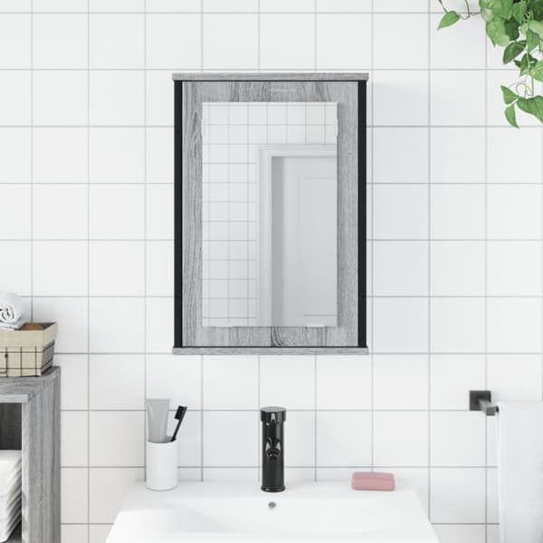 vidaXL Kylpyhuoneen peilikaappi harmaa Sonoma 42x12x60 cm tekninen puu - Kampauspöydät
