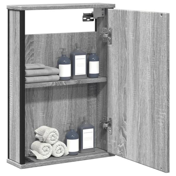 vidaXL Kylpyhuoneen peilikaappi harmaa Sonoma 42x12x60 cm tekninen puu - Kampauspöydät