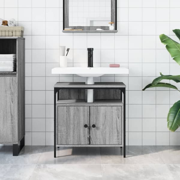 vidaXL Tvättställsskåp grå sonoma 60x30x60 cm konstruerat trä - Toalettbord & underskåp