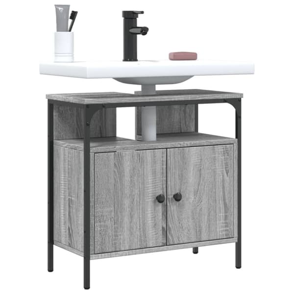 vidaXL Tvättställsskåp grå sonoma 60x30x60 cm konstruerat trä - Toalettbord & underskåp