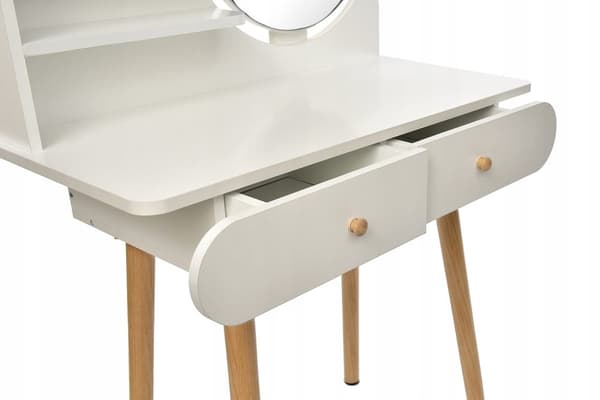Kosmetisk toiletbord med spejl - SANDI hvid